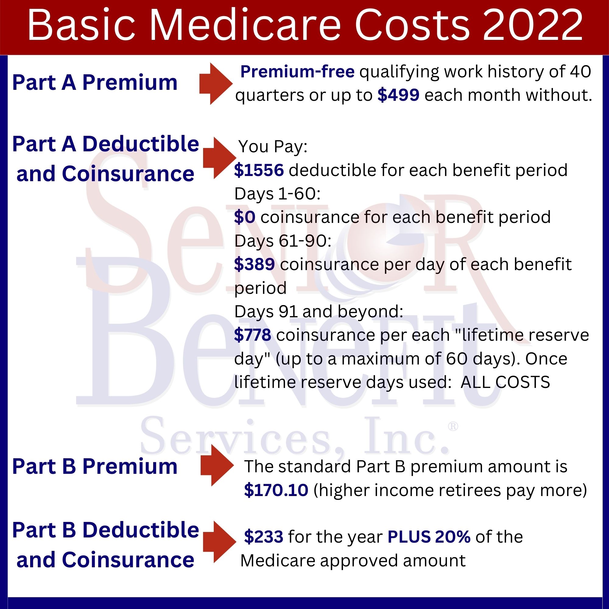 Chart of Basic Medicare Costs 2022