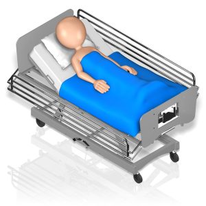 Person laying in hospital bed